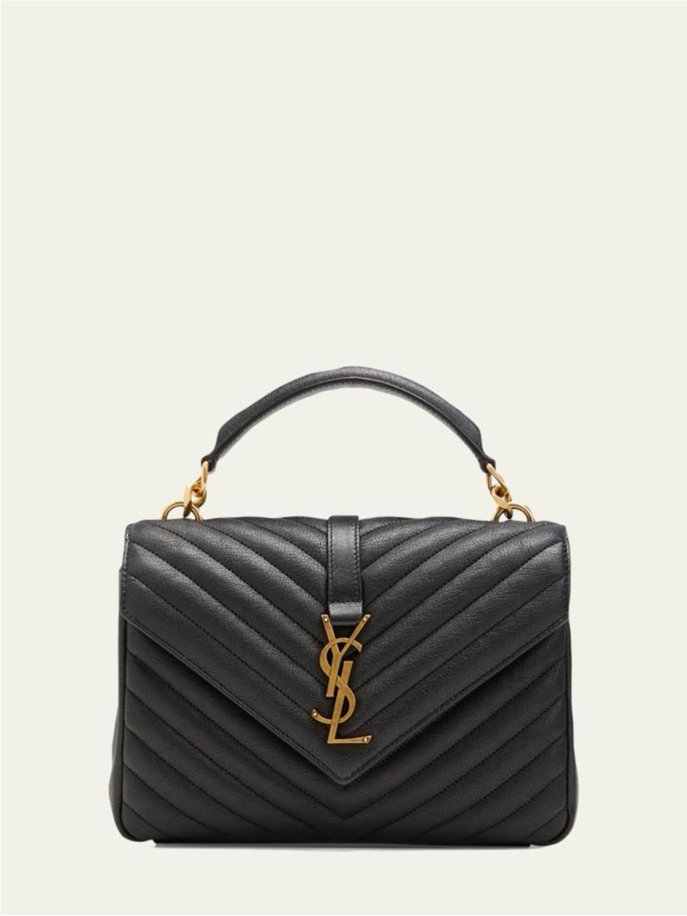 Inspired Saint Laurent Black Quilted Leather Satchel with Gold YSL Hardware